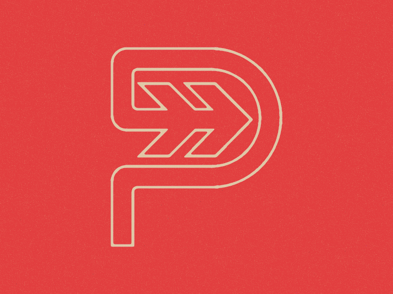 P ⤖ Arrow letterpress logo minimal modern p printer typography