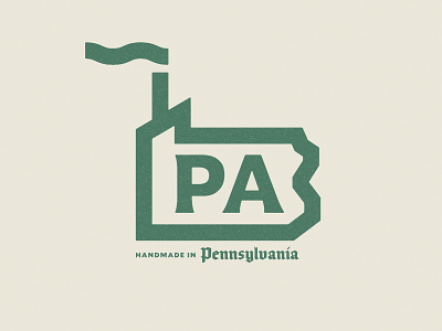PA Made factory illustration monoline pennsylvania retro smoke stack typography vintage