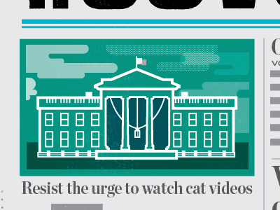 The Green White House binders cat videos clouds go vote illustration newspaper skull texture the white house vector