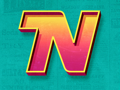 Fighting with Type gradient letter miami n texture typefight typography