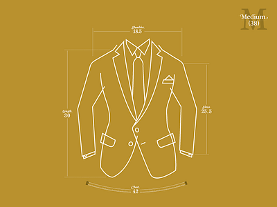 Suit Up! gold illustration line drawing measurements suit typography vector