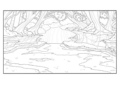 Action Sequence, Forest Shot 3 background layout props visual development