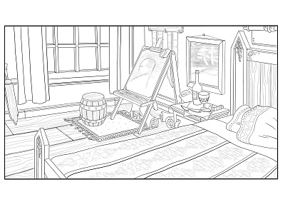 Violet's Room, Shot 1 background layout prop design props visual development