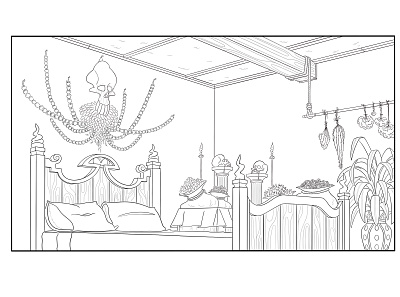 Dee's Room, Shot 2 background layout prop design props visual development