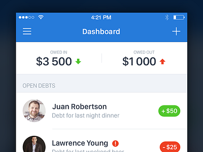 Finance iOS App apple blue cash clean dashboard debt finance ios iphone mobile money white