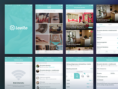 Lavito iOS app apple beauty booking clean clear grid health ios iphone list salons turquoise