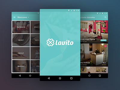 Lavito Android app android beauty booking clean clear grid health list material salons turquoise