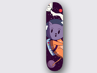 Skateboard Space Cat