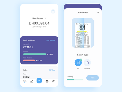 Personal finance app UI design