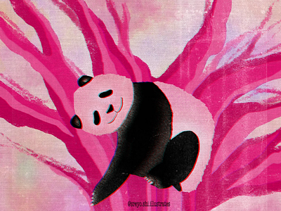Panda 🐼💕 art artist digital art drawing freelance illustration illustrator painting panda pastel procreate sky tree