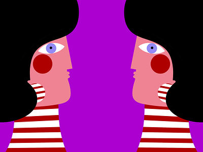 Twin sisters illustration sisters stripes twin