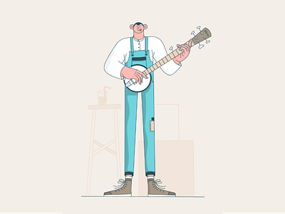 Banjo Guy american apple banjo character character design characterdesign design folk guy illustration ipad ipadpro isaacclaramunt music musician proces procreate ranch ranch guy usa