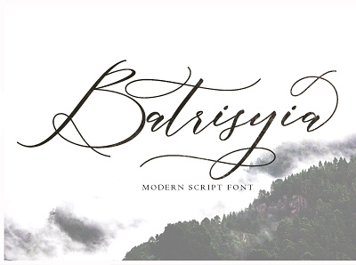 Batrisyia Script branding design illustration lettering logo logotype modern calligraphy modern calligraphy font type typography