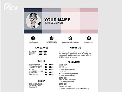 Professional CV resume template design and letterhead