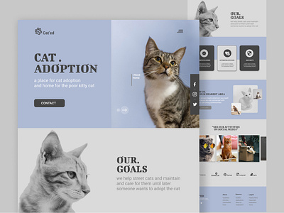 Landing Page Cat Adoption cat cat adobted design home pet landing page minimal pet pet adoption typography ui uiux ux web desain website
