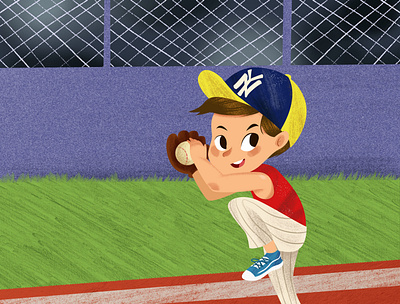 baseball boy baseball cartoon childrens book cute illustration kid storybook