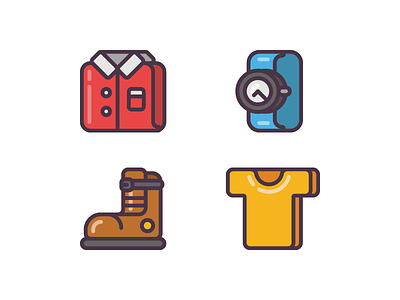 Apparel Icons apparel boots filled outline icon outline shirt skirt watches