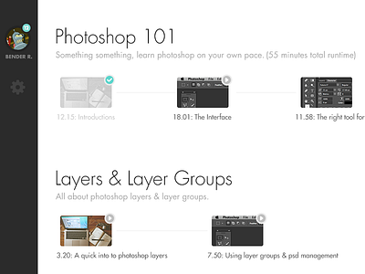 Learnin' Course View courses flat photoshop web app