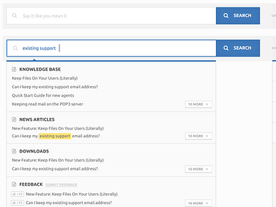 DeskPRO Search style guide results search support