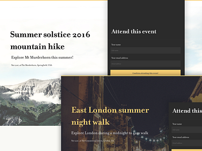 Public event pages design event landing ui