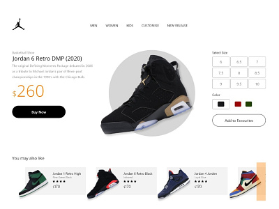 Jordan 6 Retro Landing Page Prototype illustration jordan ui web