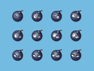 Bomb Expressions bomb emoji emoticon emotion expression face icon smile vector wink