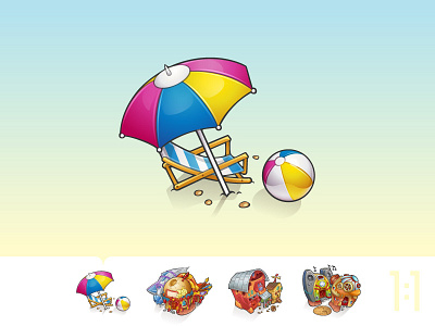 Map Icon Beach ball beach game icon location lounge umbrella vector