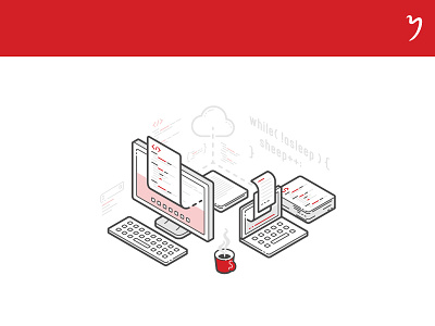 Mysign Illustration cloud development document illustration isometric laptop pc process software