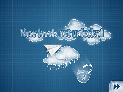 Icloudy Next Level blueprint cloud level lock next paper plane rain thunder vector