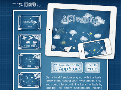 Icloudy Webpage blueprint cloud game ios page site web