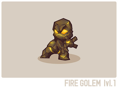 Fire Golem lvl.1 character fire game golem illustration stone vector