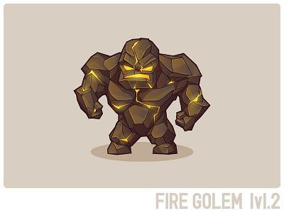 Fire Golem lvl.2 character fire game golem illustration stone vector