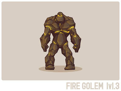 Firegolem3 character fire game golem illustration stone vector