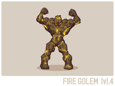 Fire Golem lvl.4 character fire game golem illustration stone vector