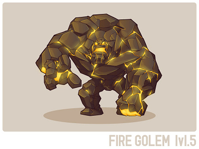 Fire Golem lvl.5 character fire game golem illustration stone vector