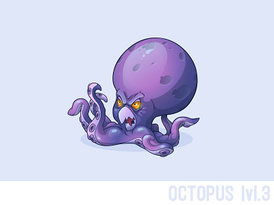 Octopus lvl.3 character game octopus purple sad tentacles vector violet