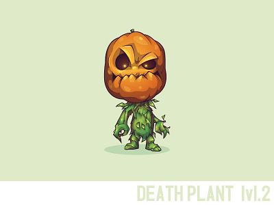 Death Plant lvl.2 character death evil game leaf plant pumpkin vector