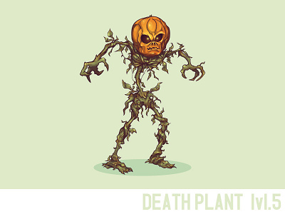 Death Plant lvl.5 character death evil game leaf plant pumpkin vector