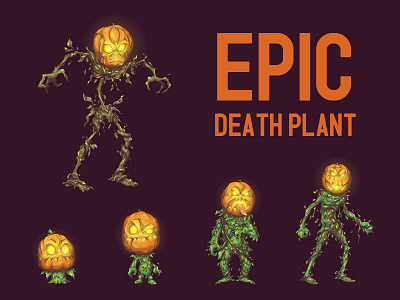 Death Plant Epic character death evil game leaf plant pumpkin vector