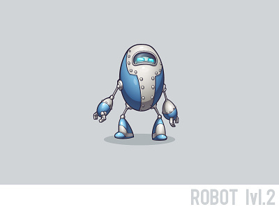 Robot lvl.2 character game glass robot steel vector