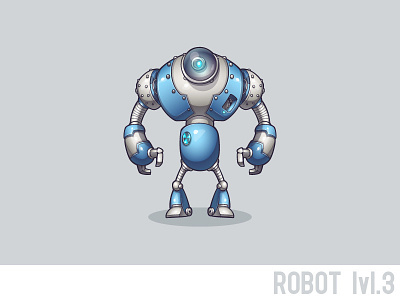 Robot lvl.3 character game glass robot steel vector