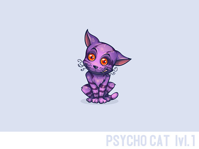 Psycho Cat lvl.1 cat character cute eyes game hypnosis kitten psycho smile stripes vector