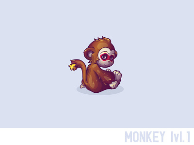 Monkey lvl.1 baby character child cub cute face game monkey monkey king smile vector