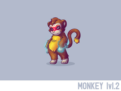 Monkey lvl.2 character cute energy face game glow light monkey monkey king smile vector