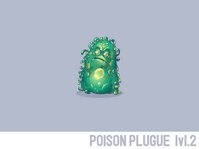 Poison Plugue lvl.2 amoeba bactaria character creature game plugue poison sad slime vector