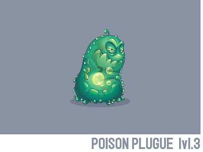 Poison Plugue lvl.3 amoeba bactaria character creature game plugue poison sad slime vector