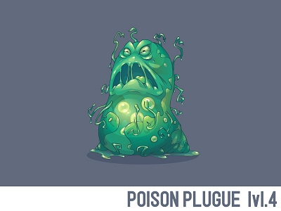 Poison Plugue lvl.4 amoeba bactaria character creature game plugue poison sad slime vector