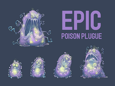 Poison Plugue Epic amoeba bactaria character creature game plugue poison sad slime vector