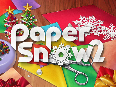 Paper Snow 2 christmas font game illustration logo paper present scissors snow snowflake title vector