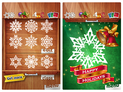 Papersnow2 Create app badge bell christmass design drawer paper snow snowflake ui vector wood